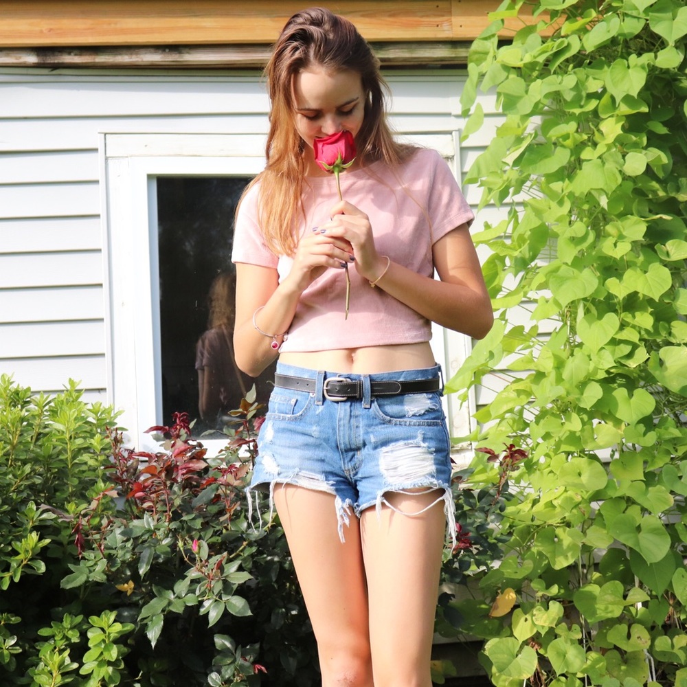 Pink Corduroy Crop Top